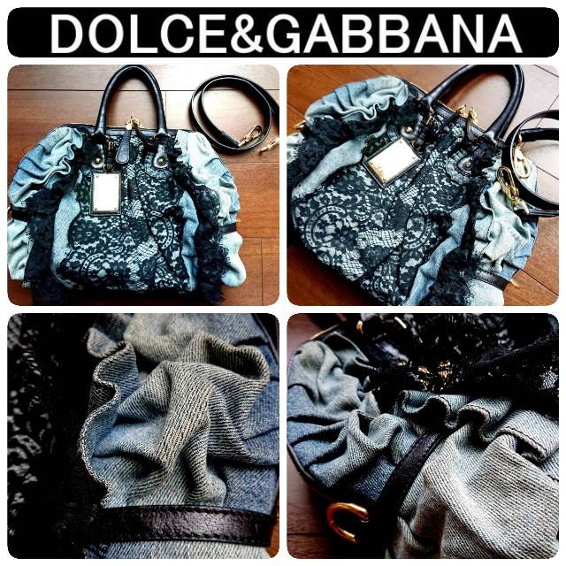 DOLCE&GABBANA(ドルチェアンドガッバーナ)の定価183,750円 ドルチェ&ガッバーナ  フラワーレース デニムバッグ  レディースのバッグ(ショルダーバッグ)の商品写真