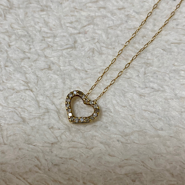 通常 1本タイプ 18K ダイヤ ネックレス 刻印あり ハート バイザヤード