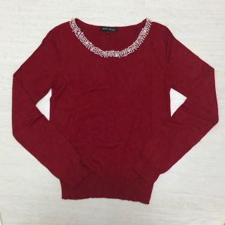 ミッシュマッシュ(MISCH MASCH)の【送料込】MISCH MASCH ビジュー付き 赤 ニット(ニット/セーター)