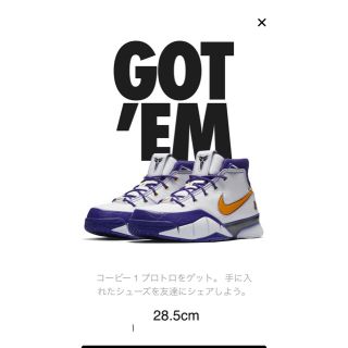 ナイキ(NIKE)の28.5cm(us10.5) コービー 1 プロトロ(スニーカー)