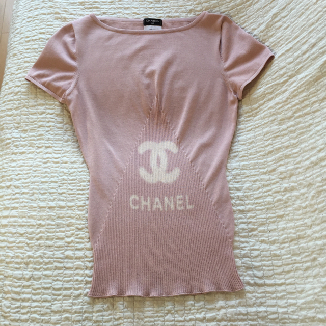 CHANEL(シャネル)の【正規品・美品】シャネルシルク混半袖サマーニット💗ピンク レディースのトップス(ニット/セーター)の商品写真