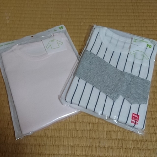 ユニクロ(UNIQLO)のUNIQLO☆ストライプロンT、babyピンクロンTセット(Tシャツ/カットソー)