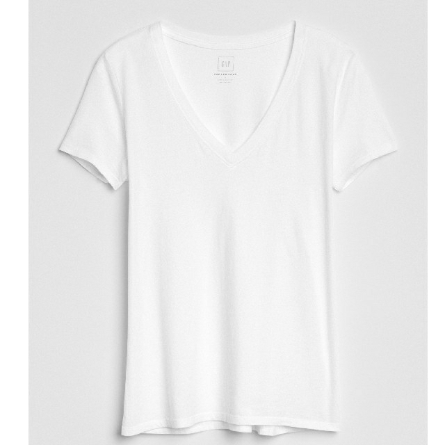 GAP(ギャップ)のGAP 半袖VネックTシャツ カラー：ブラック　サイズ：L レディースのトップス(Tシャツ(半袖/袖なし))の商品写真