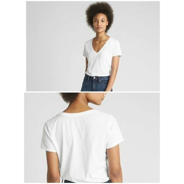 GAP(ギャップ)のGAP 半袖VネックTシャツ カラー：ブラック　サイズ：L レディースのトップス(Tシャツ(半袖/袖なし))の商品写真