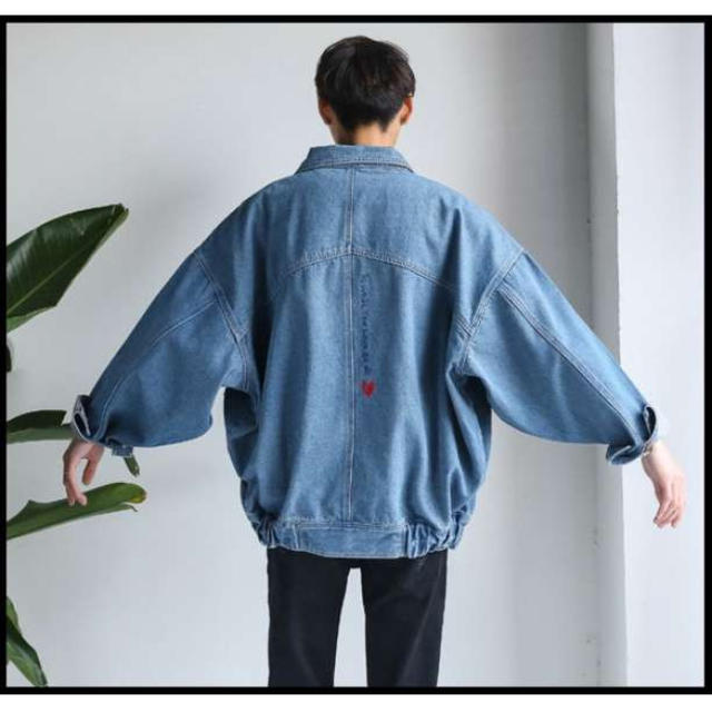 【大人気！】ビックシルエット デニムジャケット 韓国ストリート　L メンズのジャケット/アウター(Gジャン/デニムジャケット)の商品写真