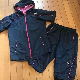 ミズノ(MIZUNO)の美品☆MIZNO ウインドブレーカー 上下 O 紺×ピンク(ウェア)