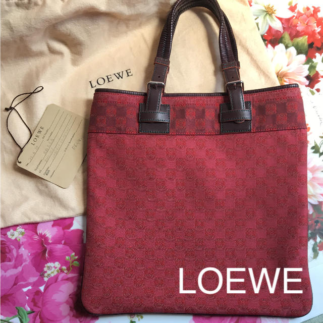 LOEWE ☆素敵な赤のトートバッグ 美品♪yo0316