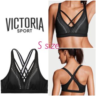 ヴィクトリアズシークレット(Victoria's Secret)の新品 ヴィクトリアシークレット スポーツブラ ブラック クロスストラップ S 黒(ヨガ)