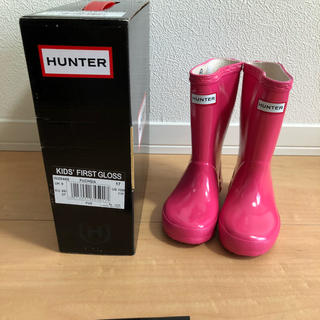 ハンター(HUNTER)のHUNTER キッズ レインブーツ UK9 15.0cm 新品 ピンク(長靴/レインシューズ)