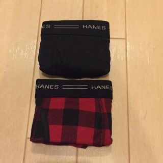 ヘインズ(Hanes)のヘインズ ボクサーパンツ ブロックチェック ブラック ウエストゴム 150(パンツ/スパッツ)