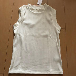 ジーユー(GU)の新品未使用 gu GU ジーユー ノースリーブ リブt リブネック白 ホワイト (Tシャツ(半袖/袖なし))