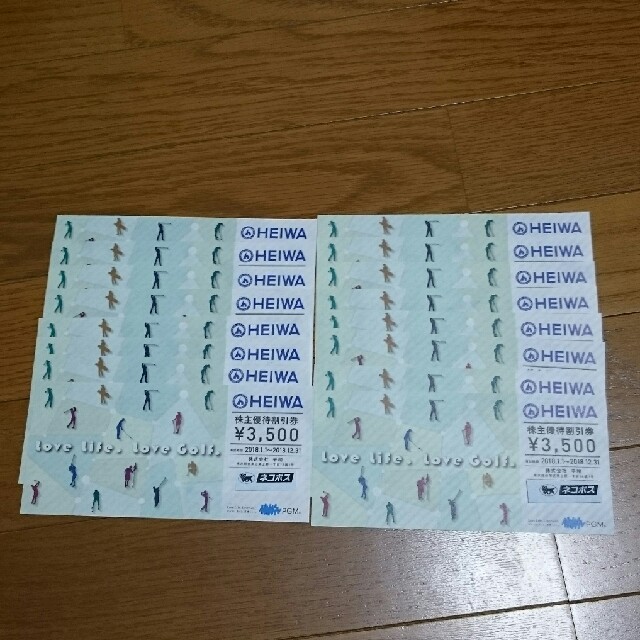 平和株主優待 3500円×16枚 チケットの施設利用券(ゴルフ場)の商品写真