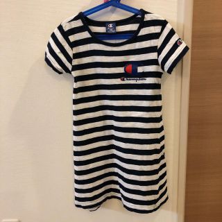 チャンピオン(Champion)のチャンピオン ボーダー Tシャツワンピ しまむら 140(ワンピース)