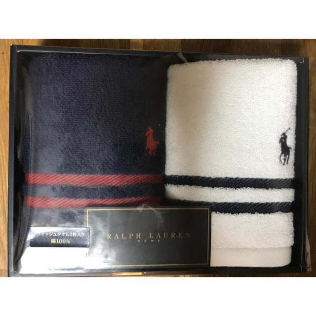 POLO RALPH LAUREN(ポロラルフローレン)の【新品 箱入り】ラルフローレン ウォッシュタオル2枚セット インテリア/住まい/日用品の日用品/生活雑貨/旅行(タオル/バス用品)の商品写真