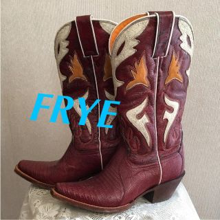 フライ(FRYE)のFRYE ウエスタン ブーツ NY購入 レア 美品 ワインレッド B5(ブーツ)