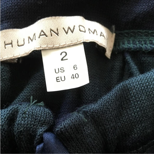 HUMAN WOMAN(ヒューマンウーマン)のHUMAN WOMAN カーディガン ウール ボーダー M 紺✖️緑 レディースのトップス(カーディガン)の商品写真