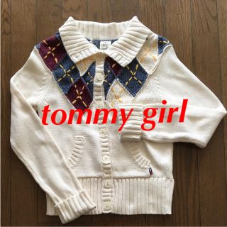 トミーガール(tommy girl)のTommy girl カーディガン コットン オフホワイト XS(カーディガン)