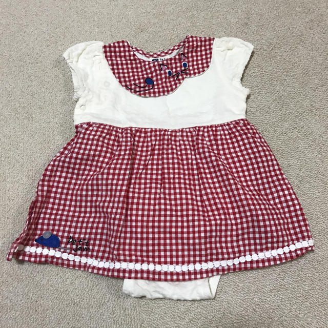 Petit jam(プチジャム)の値下げっ！【中古】半袖 ロンパース 猫 ７０cm キッズ/ベビー/マタニティのベビー服(~85cm)(ロンパース)の商品写真