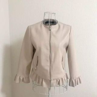 ザラ(ZARA)のZARA レザー ライダース フリル ジャケット(ライダースジャケット)