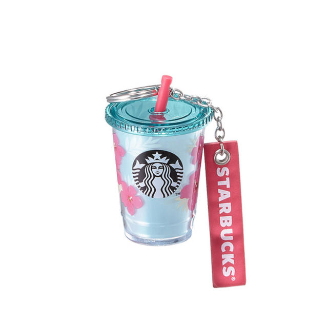 Starbucks Coffee(スターバックスコーヒー)の【海外限定】スターバックス サマーハイビスカスゴールドカップキーチェーン♡ レディースのファッション小物(キーホルダー)の商品写真