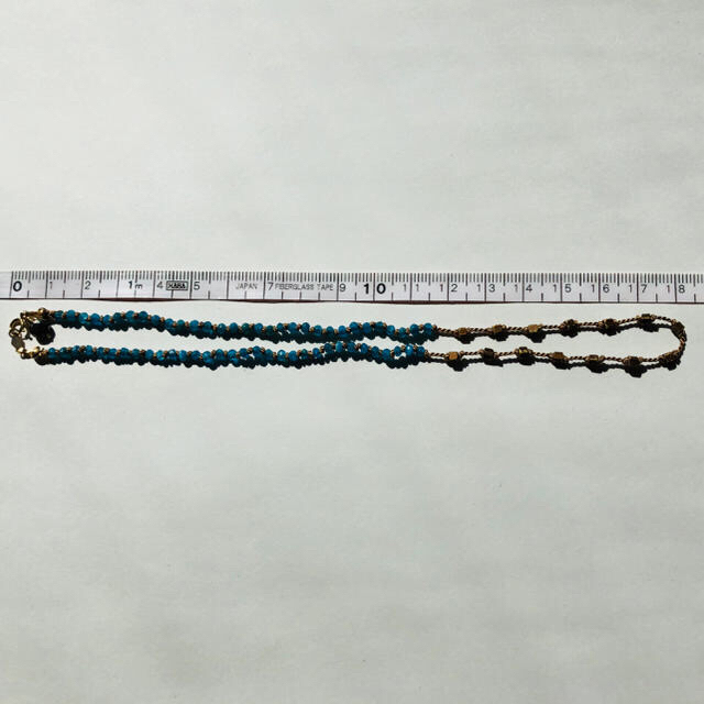 ブルーアパタイト&ブラスシルクコードネックレス ハンドメイドのアクセサリー(ネックレス)の商品写真