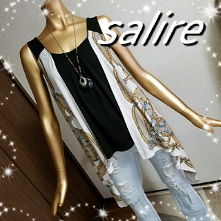 サリア(salire)のほぼ新品♡salire♡アシメスカーフタンクトップ(カットソー(半袖/袖なし))