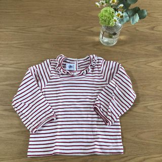 プチバトー(PETIT BATEAU)のプチバトー フリル襟 ボーダーカットソー 86cm 24month(Tシャツ/カットソー)