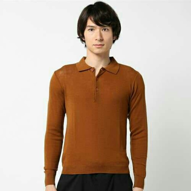 長袖ニットポロシャツ メンズのトップス(ニット/セーター)の商品写真