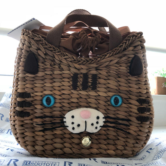 タグ付新品 ROOTOTE ルートート ネコ 猫 ねこ トートバッグ カゴバッグ