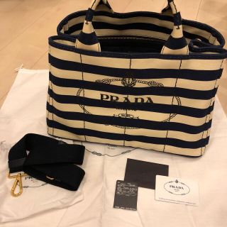 プラダ(PRADA)のPRADA カナパ  マリンボーダー Mサイズ(トートバッグ)