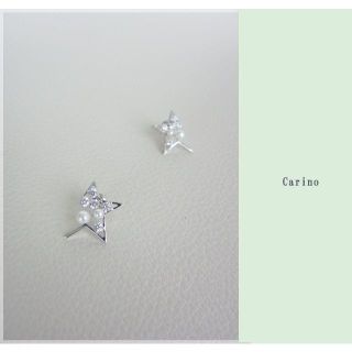 キラッと いい大きさ デザイン スター ＆ パール ピアス 星 (ピアス)