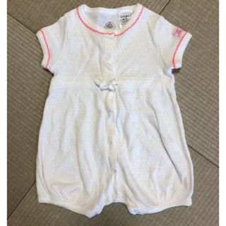 プチバトー(PETIT BATEAU)のプチバトー 半袖ロンパース 3m 60 70 ４月産まれの娘が着用(ロンパース)