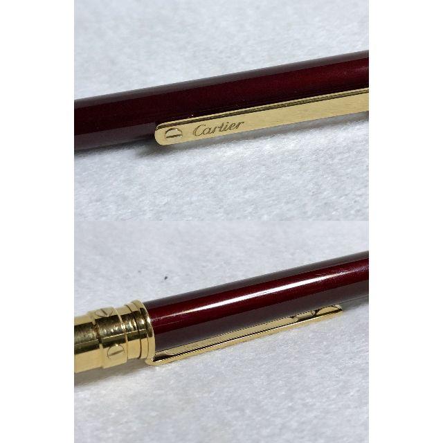 正規良 カルティエ サントス ロゴ文字ボールペン 赤系×金 インク黒