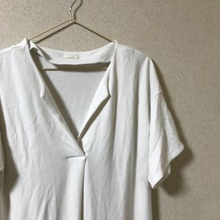 ジーユー(GU)のGU 半袖ロングTシャツ ワンピース 白(ひざ丈ワンピース)