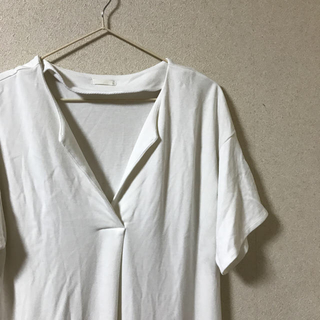 ジーユー(GU)のGU 半袖ロングTシャツ ワンピース 白(ひざ丈ワンピース)