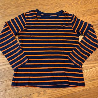 エイチアンドエム(H&M)のH&M ボーダー ロンT 140 ネイビー、オレンジ、Tシャツ(Tシャツ/カットソー)