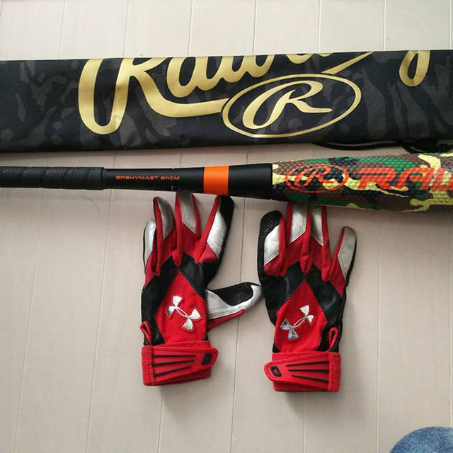 Rawlings(ローリングス)のローリングスハイパーマッハS &アンダーアーマーバッティンググローブセット スポーツ/アウトドアの野球(その他)の商品写真