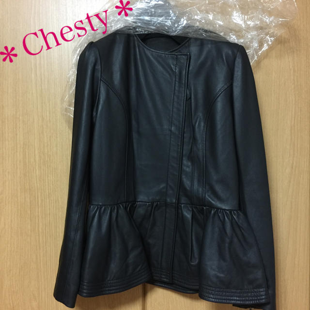 【大幅値下げ＊新品タグ付】chesty レザージャケット ブラック ０サイズ