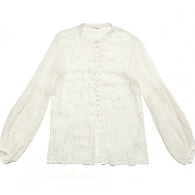 Fabiane Roux(ファビアンルー)の最終値下げ タグ付 nowos lame stripe パフスリーブ shirt レディースのトップス(シャツ/ブラウス(長袖/七分))の商品写真