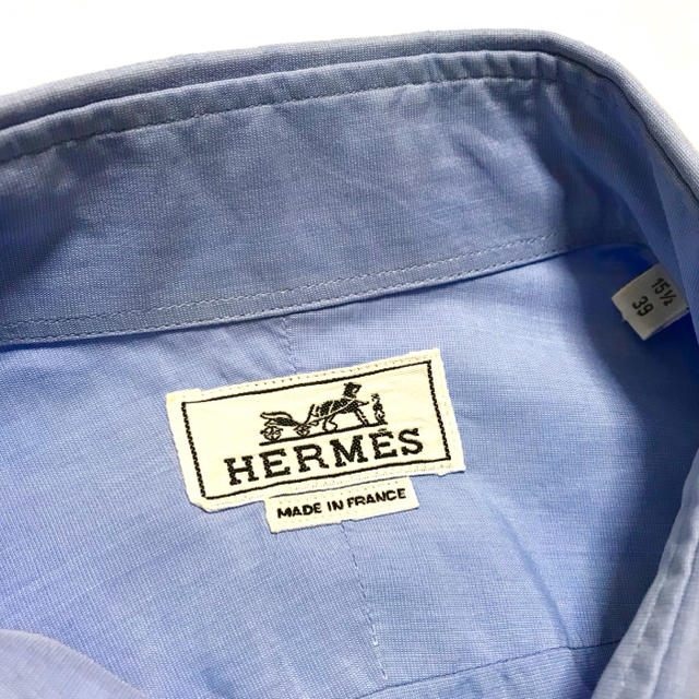 Hermes(エルメス)の90s HERMES エルメス ドレスシャツ フランス製 ライトブルー 貝ボタン メンズのトップス(シャツ)の商品写真