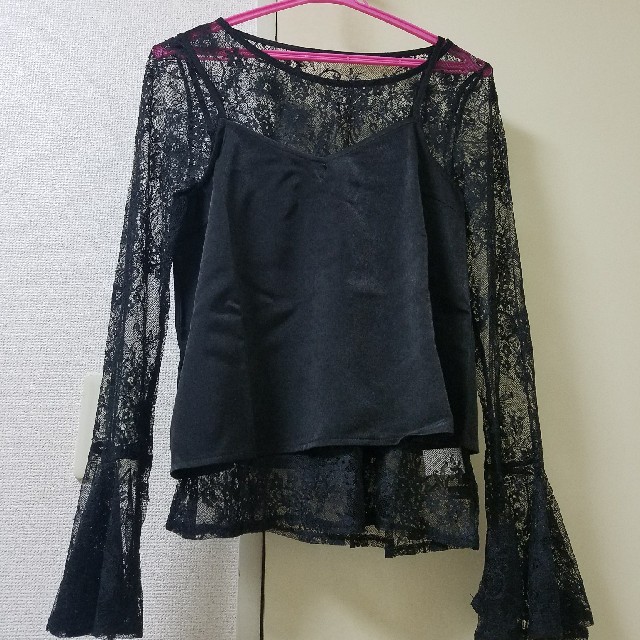 rienda(リエンダ)のサテンレイヤードLace TOP レディースのトップス(シャツ/ブラウス(半袖/袖なし))の商品写真