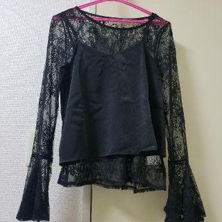 リエンダ(rienda)のサテンレイヤードLace TOP(シャツ/ブラウス(半袖/袖なし))