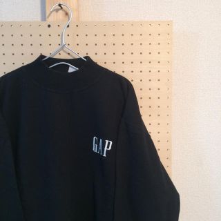 ギャップ(GAP)の古着 90s オールド GAP 刺繍ロゴスウェット ブラック 黒 M(スウェット)