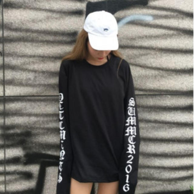 人気！トレンド ストリート系 ロングスリーブ ロンT スウェット 黒M メンズのトップス(Tシャツ/カットソー(七分/長袖))の商品写真