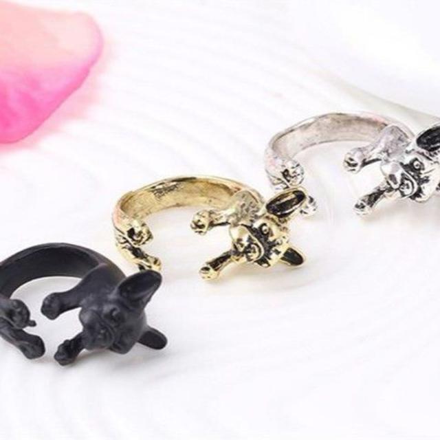 ♪♪ ブサカワ犬 フレンチブルドッグ black メンズのアクセサリー(リング(指輪))の商品写真