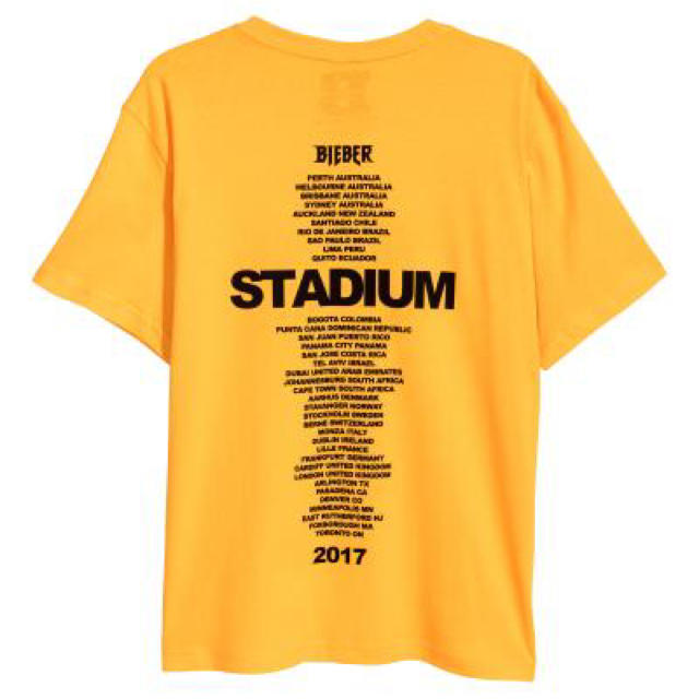 H&M(エイチアンドエム)のH&M × JUSTIN BIEBER STADIUM TOUR Tシャツ 黄 メンズのトップス(Tシャツ/カットソー(半袖/袖なし))の商品写真