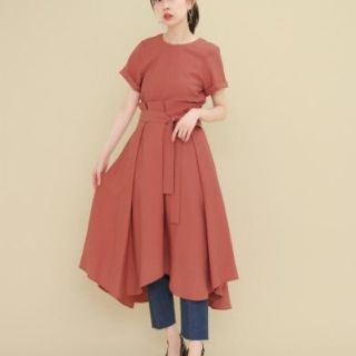 ケービーエフ(KBF)の★イレギュラーヘムリボンワンピース RED BROWN(ロングワンピース/マキシワンピース)