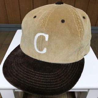 カシラ(CA4LA)のCA4LAカシラ ベージュ×ブラウンバイカラーコーデュロイキャップ帽子男女兼用(キャップ)