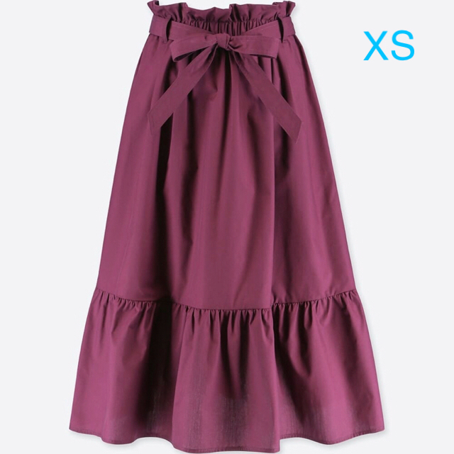 UNIQLO(ユニクロ)のXS ユニクロ ハイウエスト リボン フリルスカート レディースのスカート(ひざ丈スカート)の商品写真