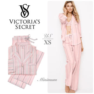 ヴィクトリアズシークレット(Victoria's Secret)のVSフランネルパジャマセット(ピンクストライプ,US/XS)(パジャマ)